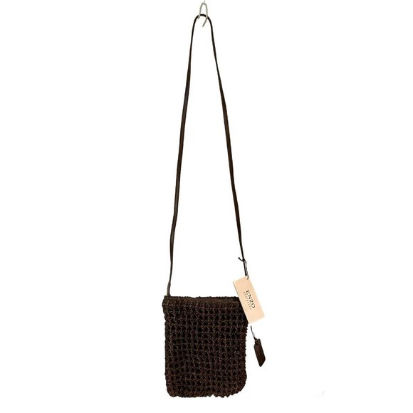 Enzo Angiolini Handbags - Enzo Angiolini Summer Crossbody Bag Brown Leather Weave Zip Top Brand New RT $78